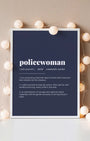 Definition Poster of Policewoman on Deep Navy background