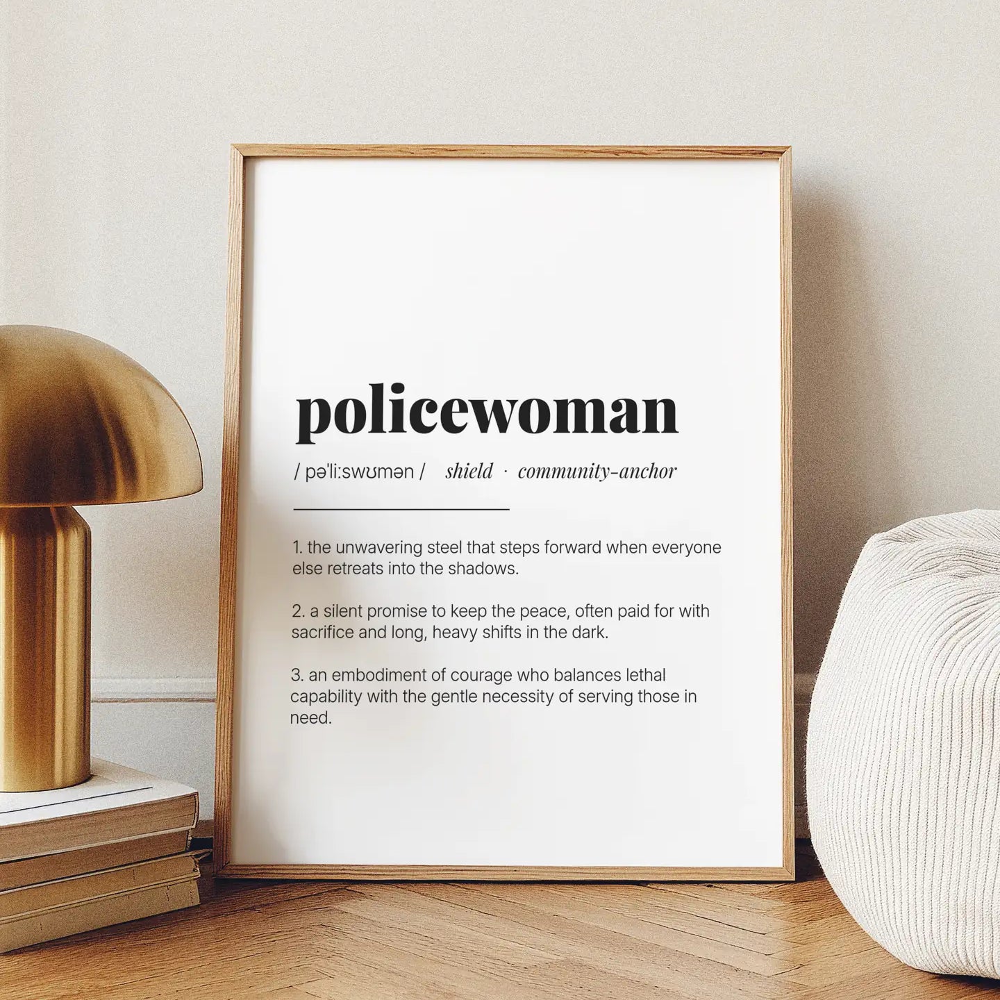 Definition Poster of Policewoman on Gallery White background