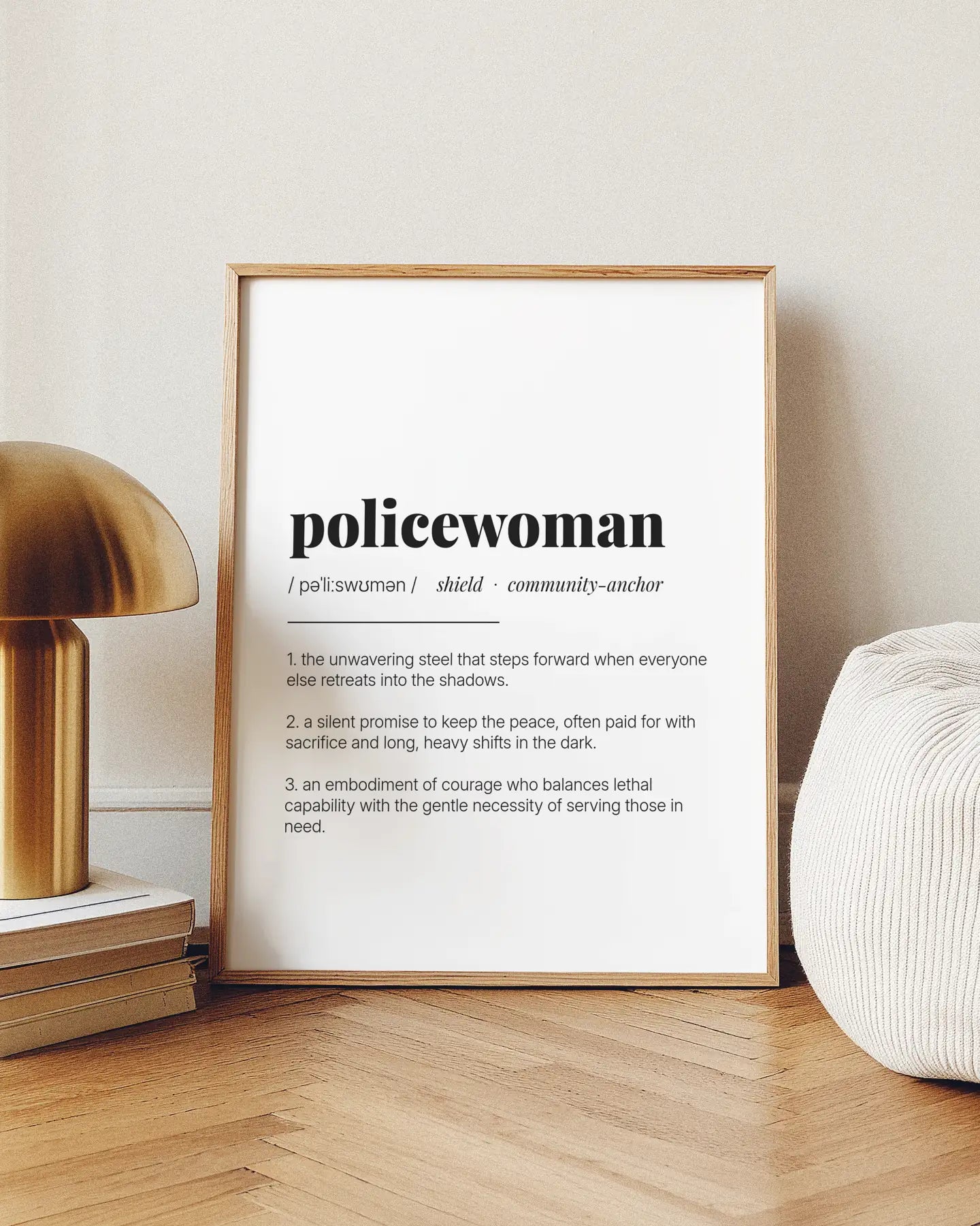 Definition Poster of Policewoman on Gallery White background