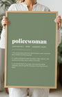 Definition Poster of Policewoman on Sage Green background