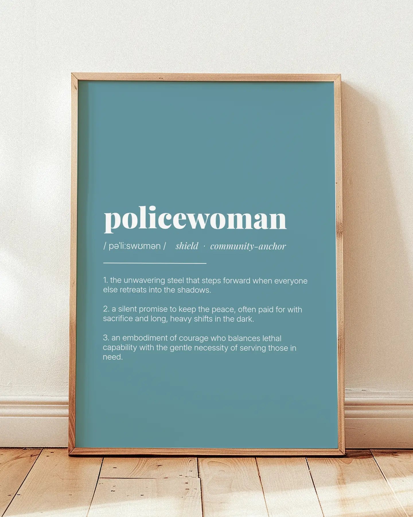 Definition Poster of Policewoman on Sea Glass background