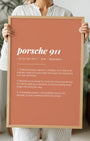 Definition Poster of Porsche 911 on Terracotta background