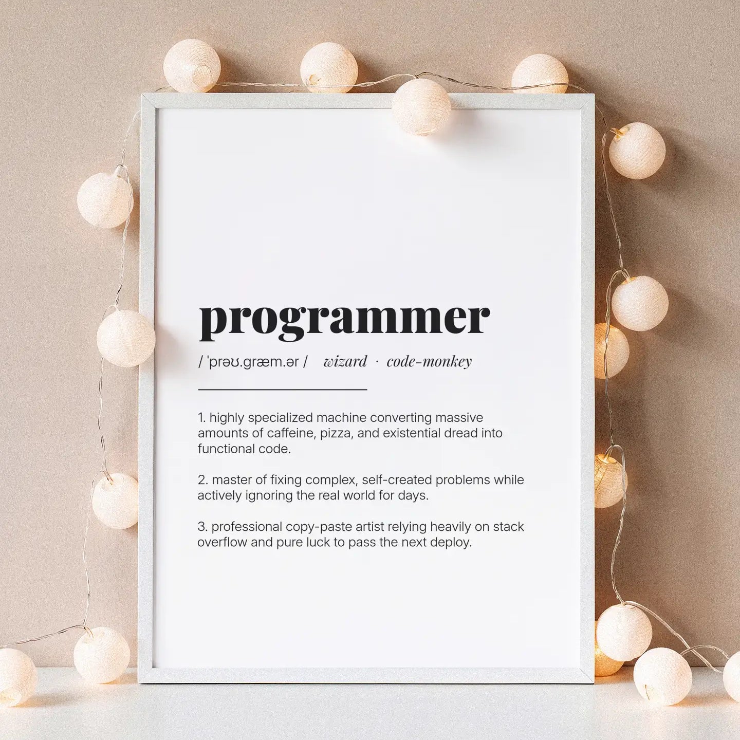 Definition Poster of Programmer on Gallery White background
