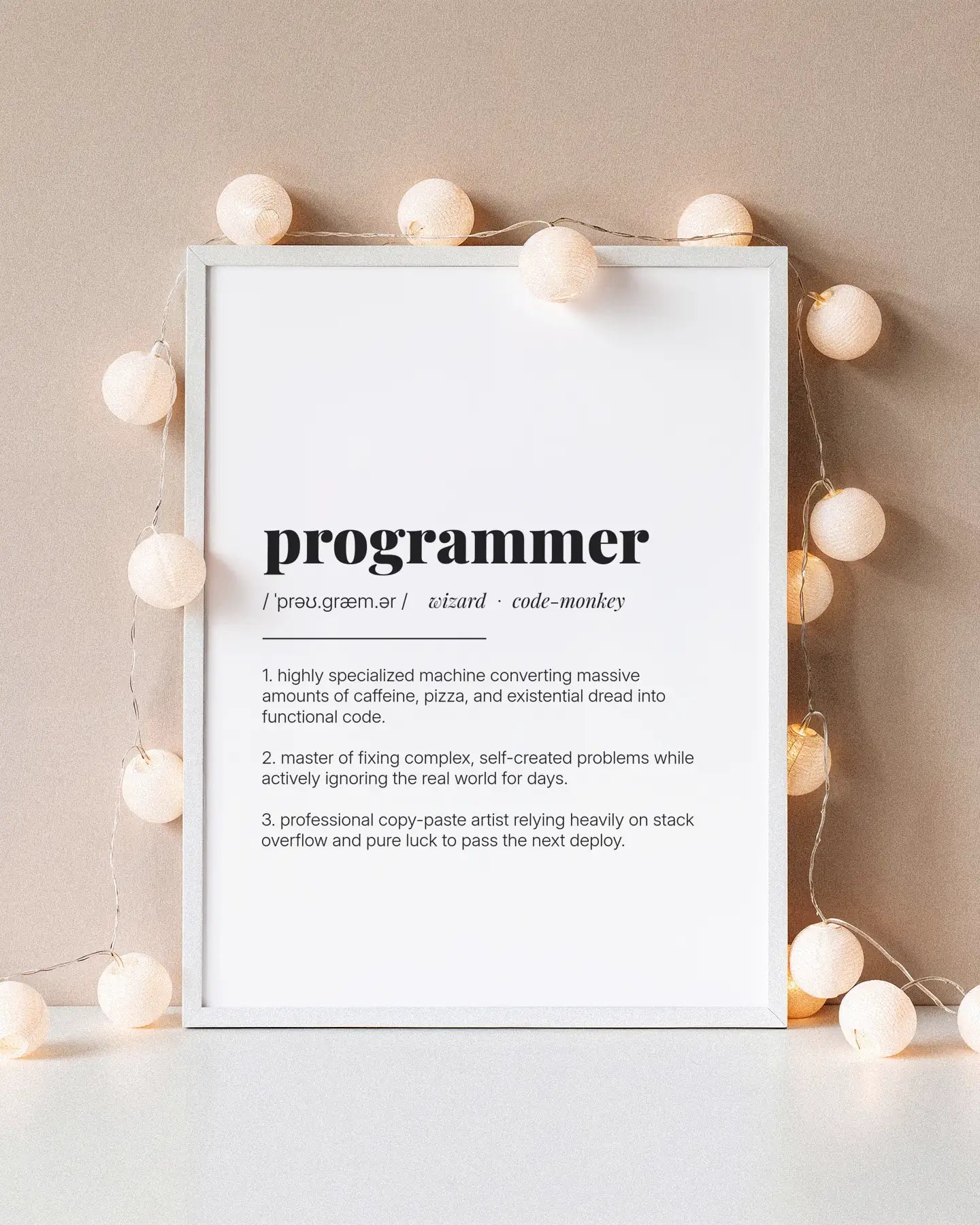 Definition Poster of Programmer on Gallery White background