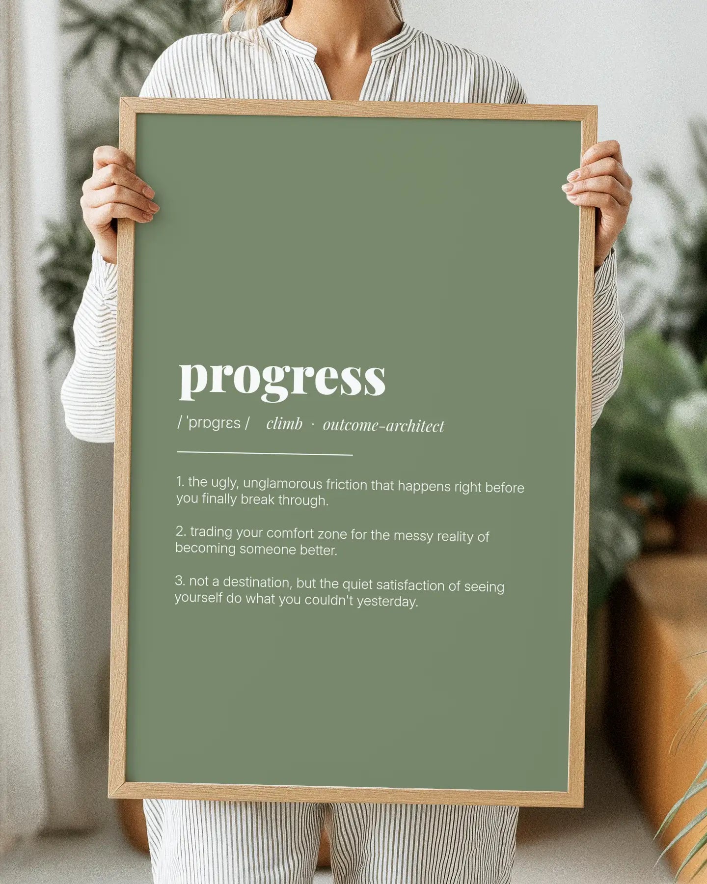 Definition Poster of Progress on Sage Green background