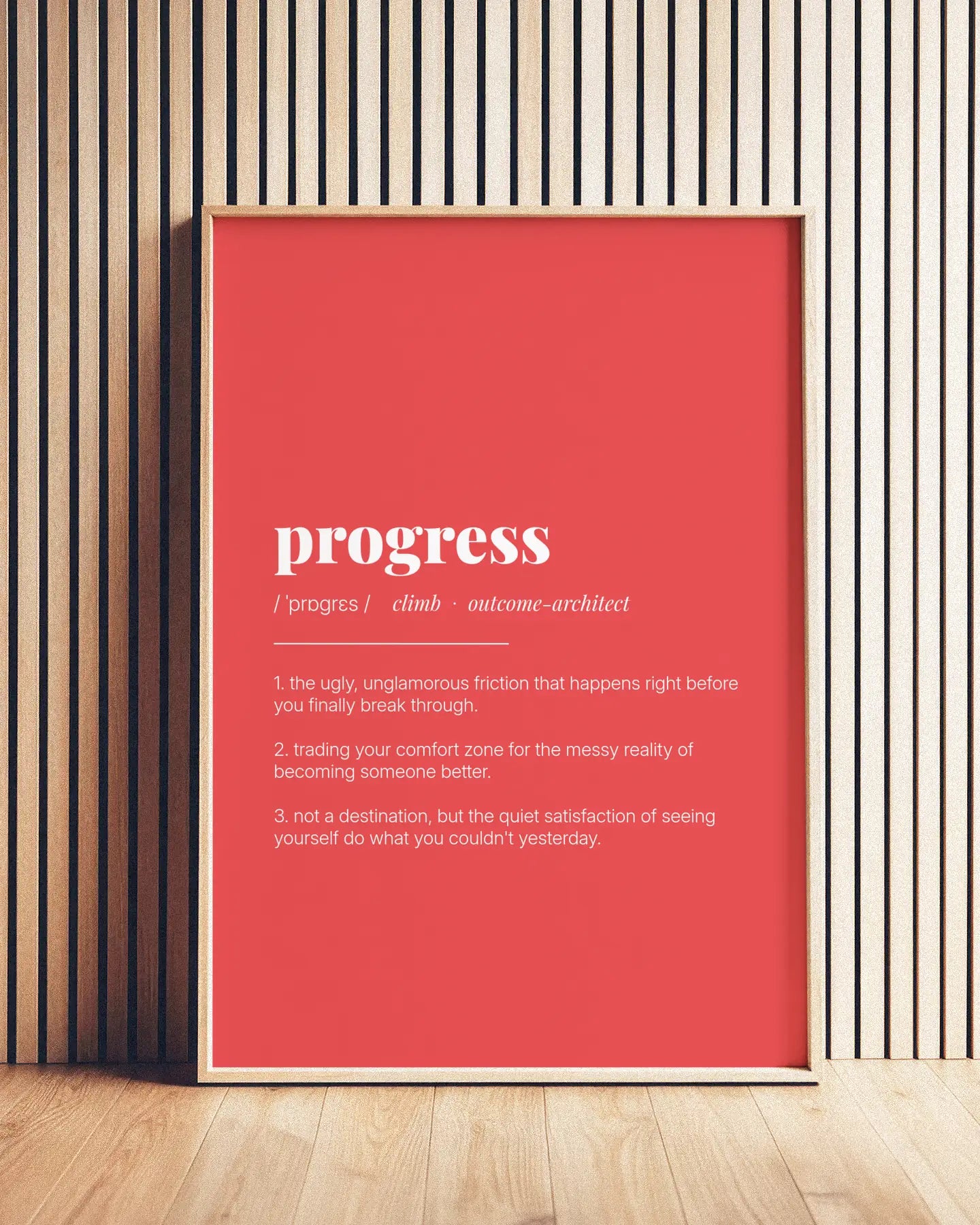 Definition Poster of Progress on Strawberry background