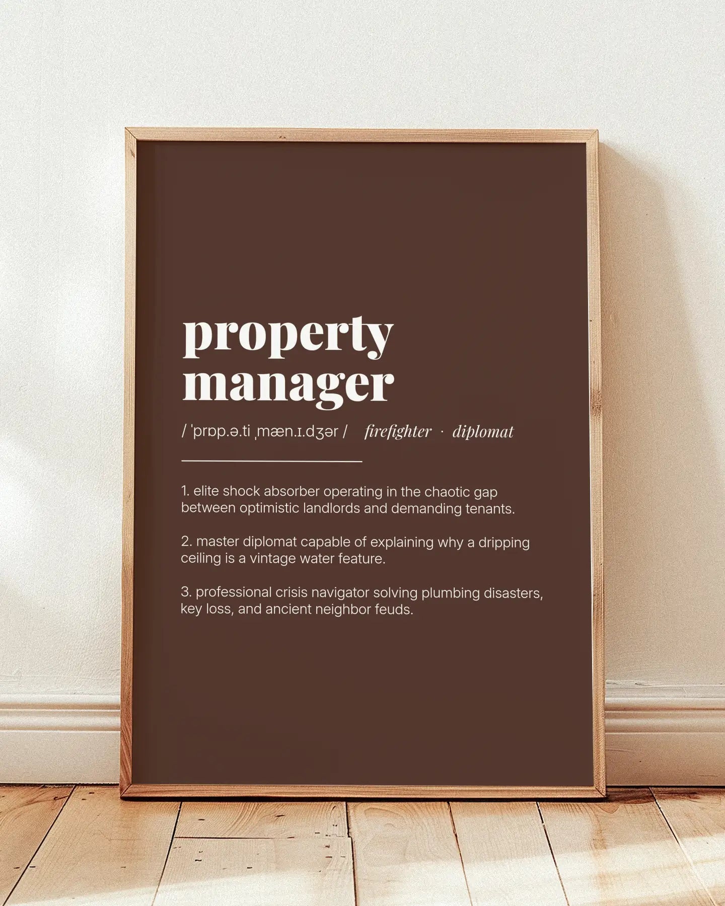 Definition Poster of Property<br />Manager on Espresso background