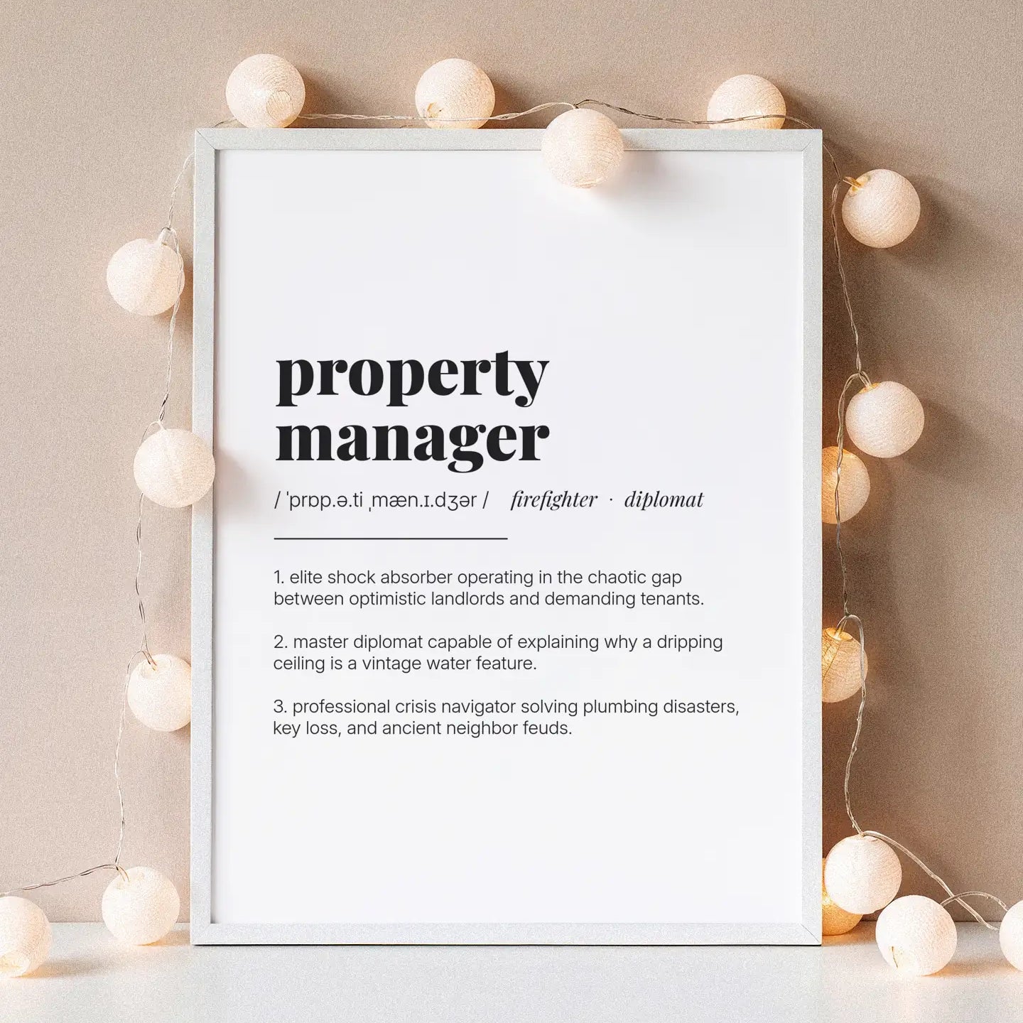Definition Poster of Property<br />Manager on Gallery White background
