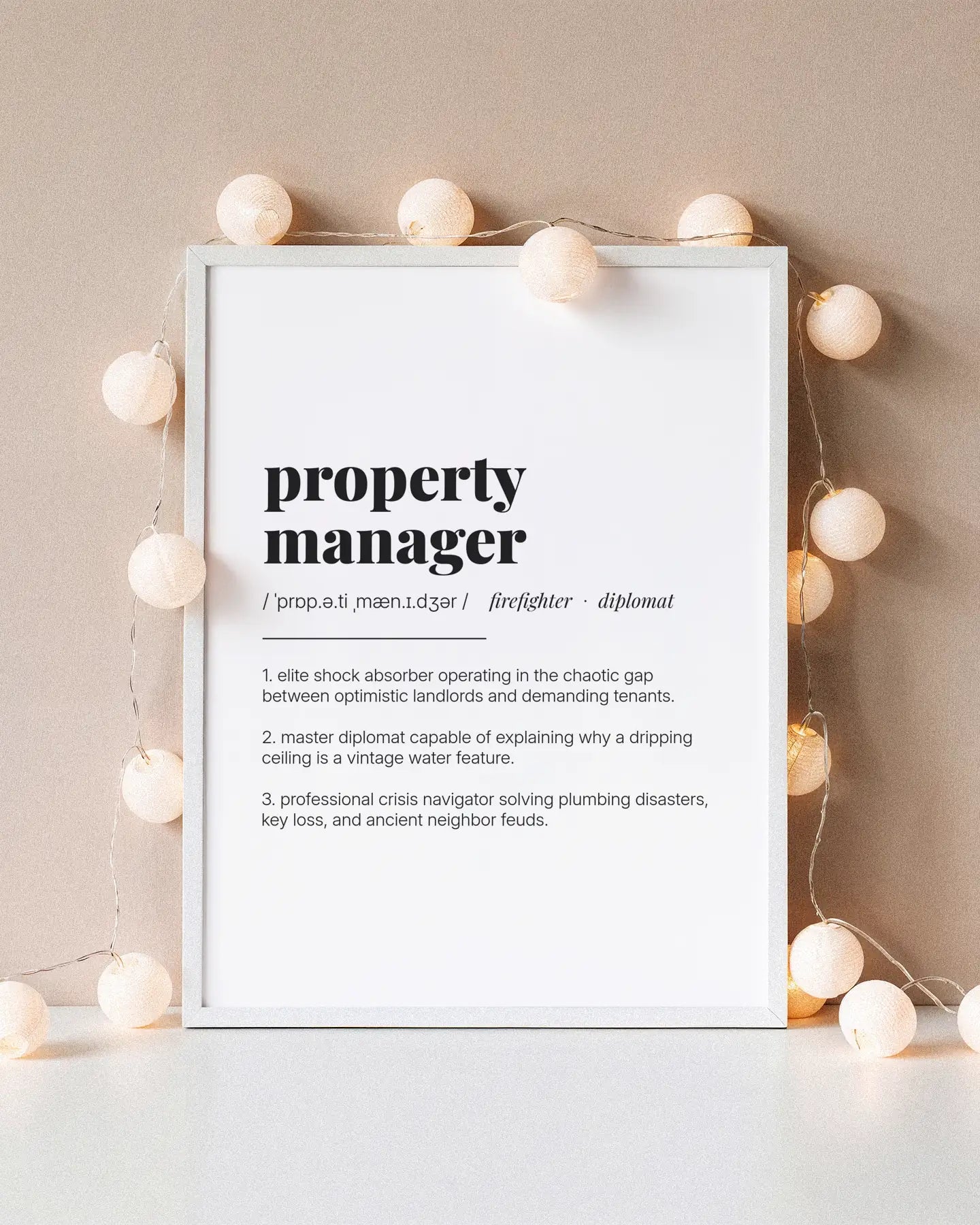 Definition Poster of Property<br />Manager on Gallery White background