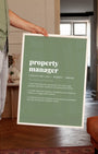 Definition Poster of Property<br />Manager on Sage Green background