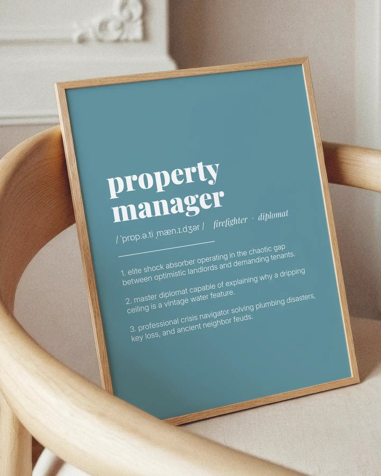 Definition Poster of Property<br />Manager on Sea Glass background