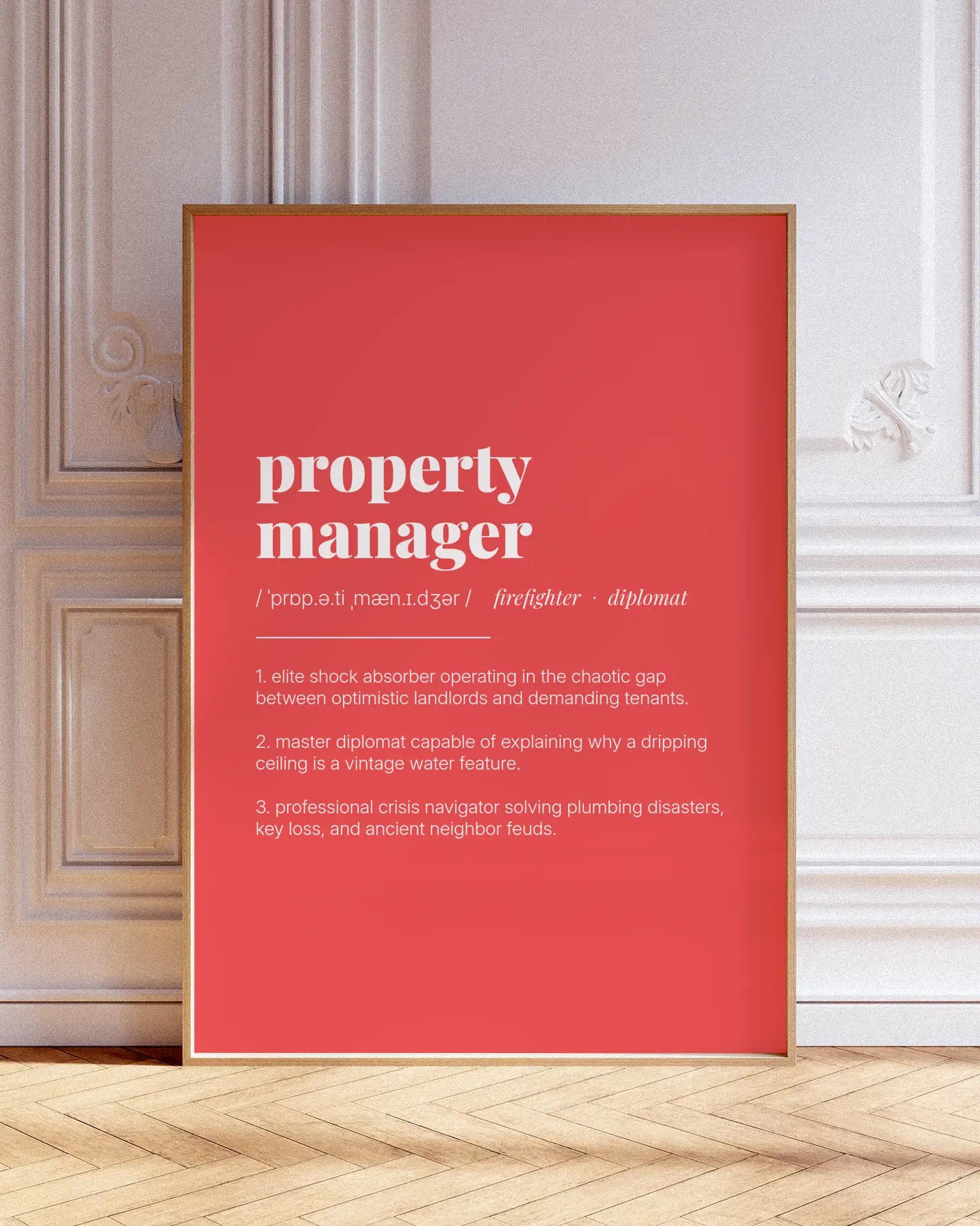 Definition Poster of Property<br />Manager on Strawberry background