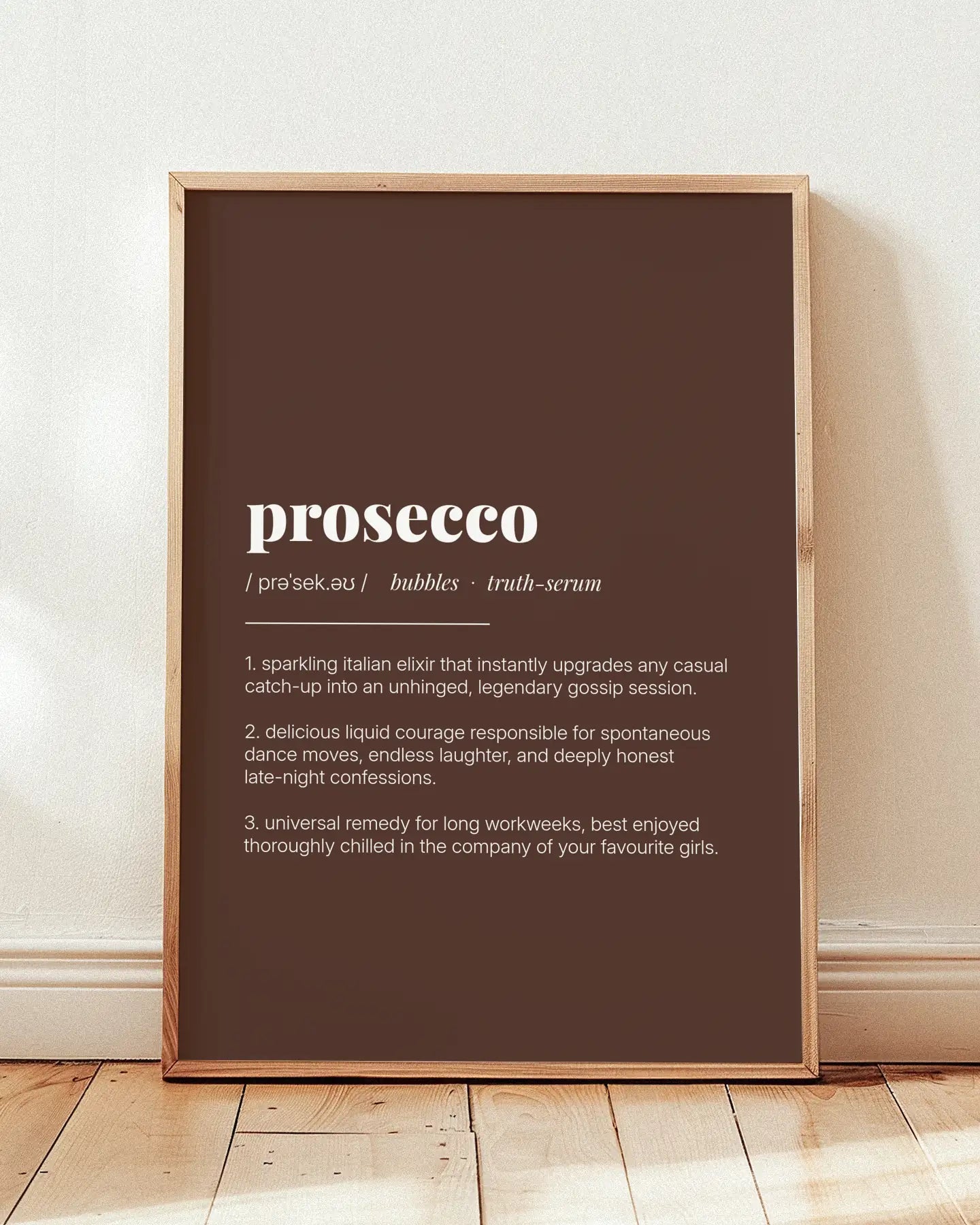 Definition Poster of Prosecco on Espresso background