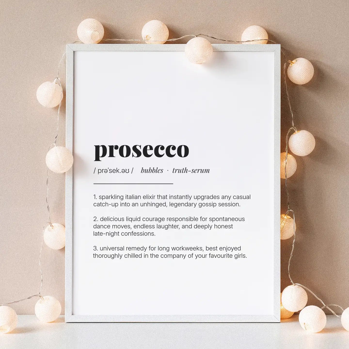 Definition Poster of Prosecco on Gallery White background