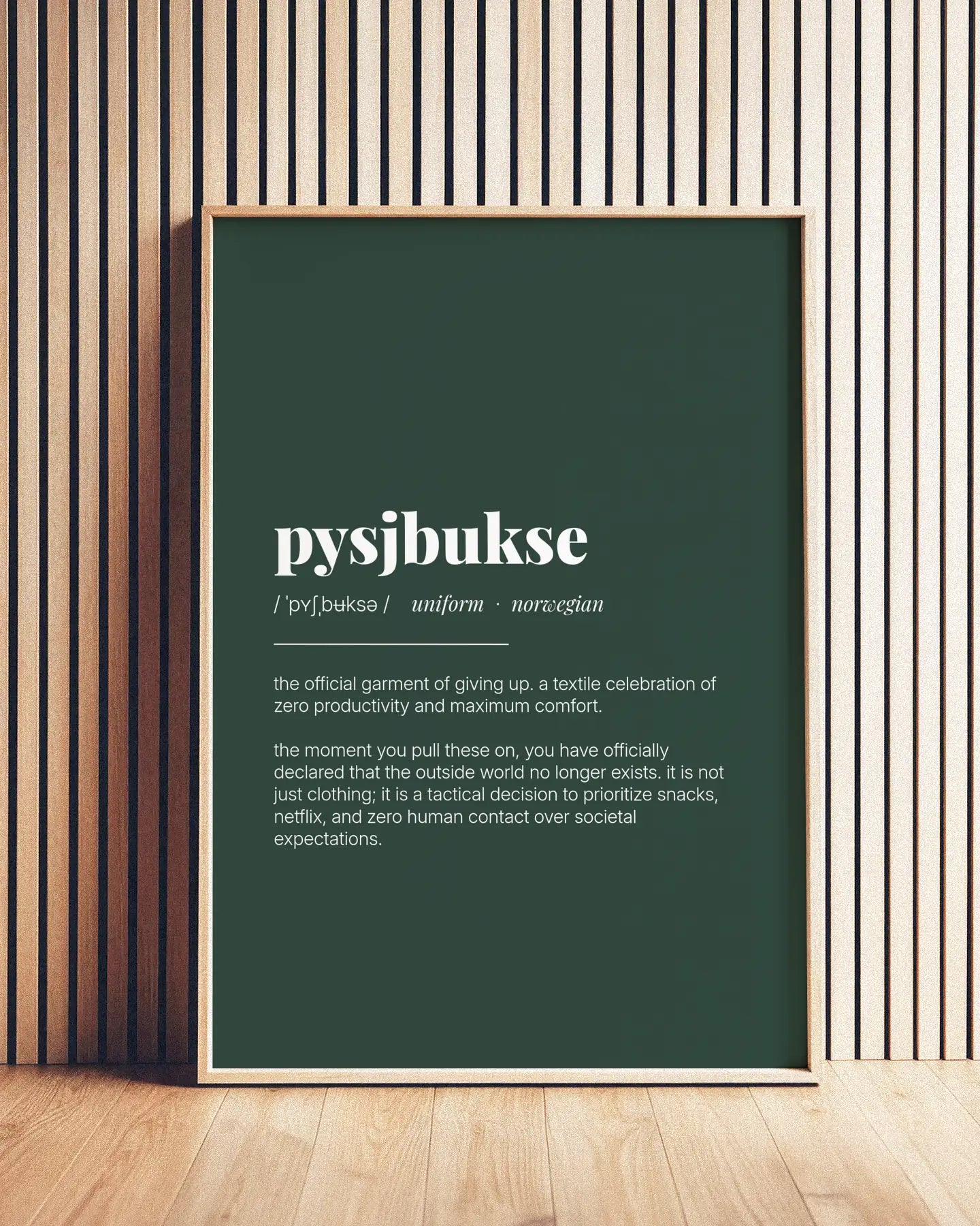 Definition Poster of Pysjbukse on Emerald background