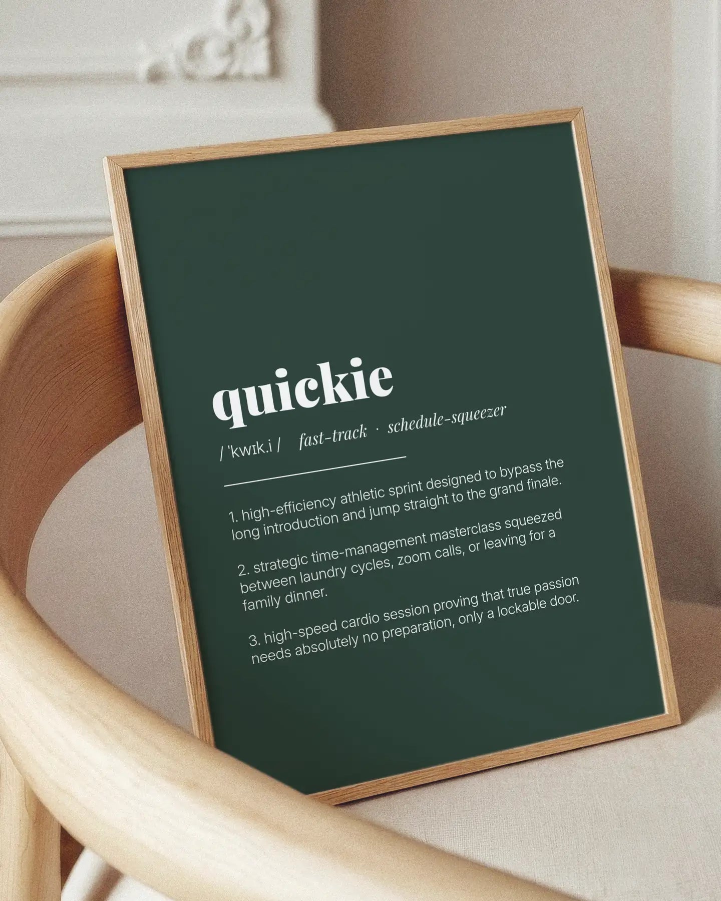 Definition Poster of Quickie on Emerald background
