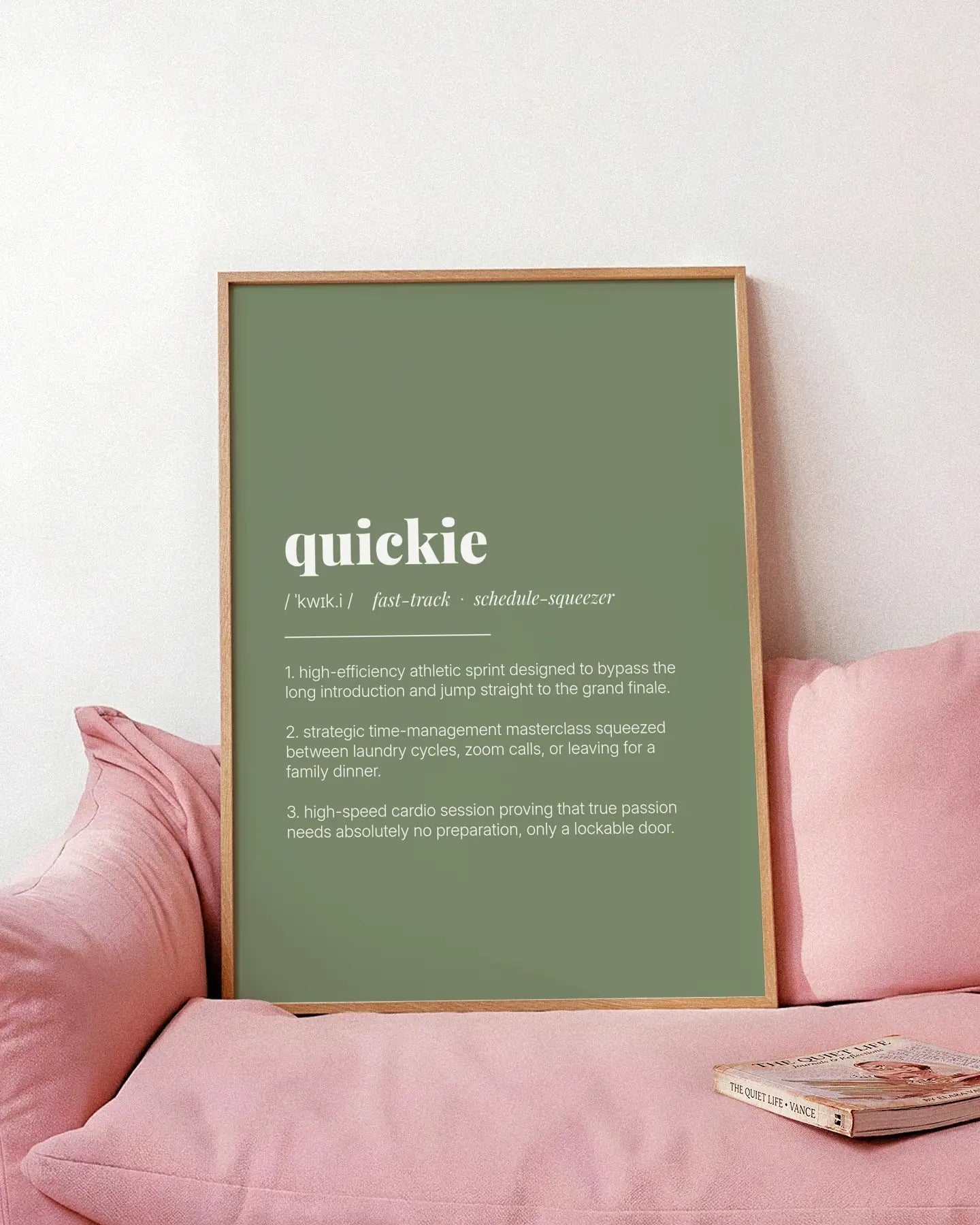 Definition Poster of Quickie on Sage Green background