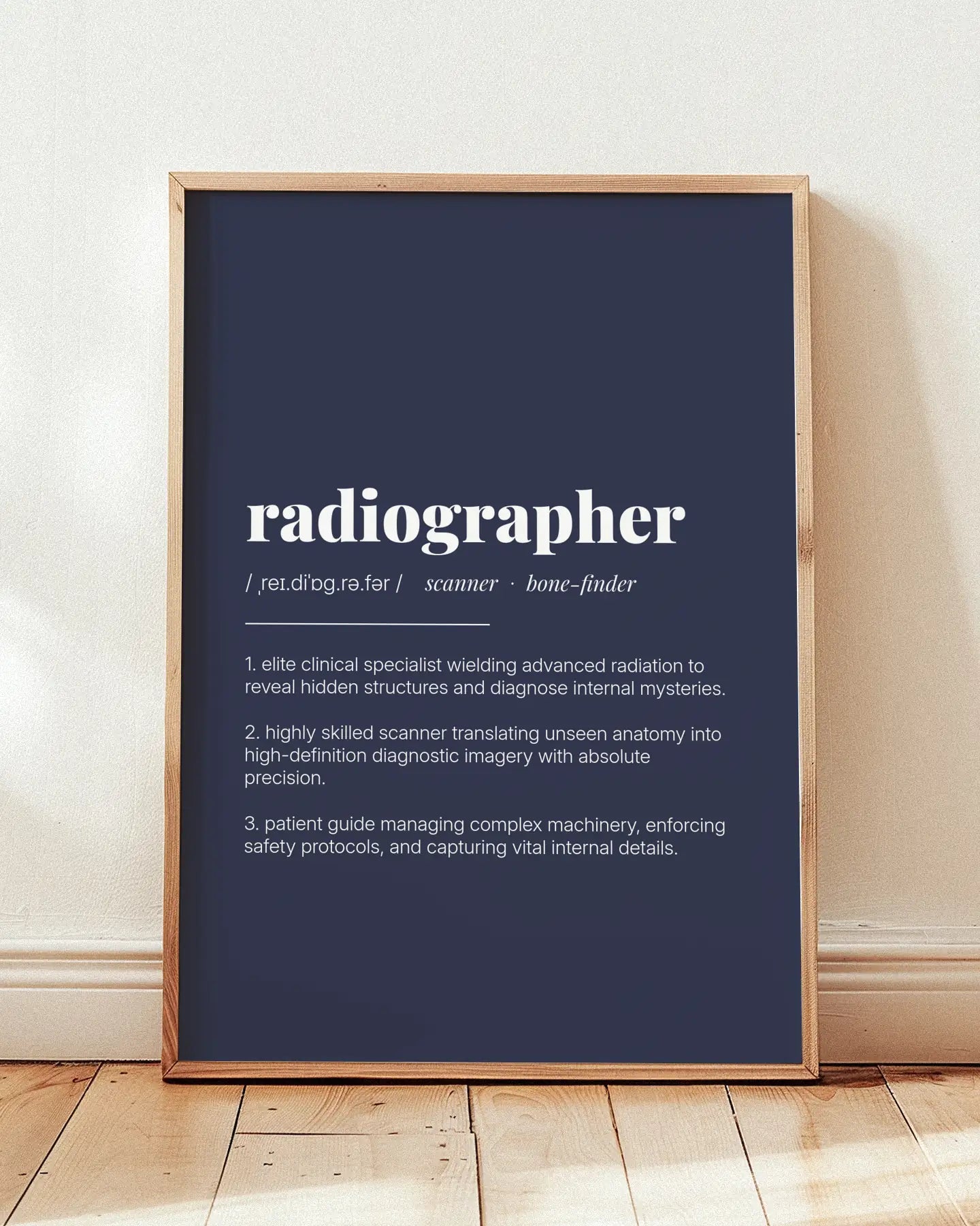 Definition Poster of Radiographer on Deep Navy background