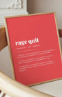 Definition Poster of Rage Quit on Strawberry background