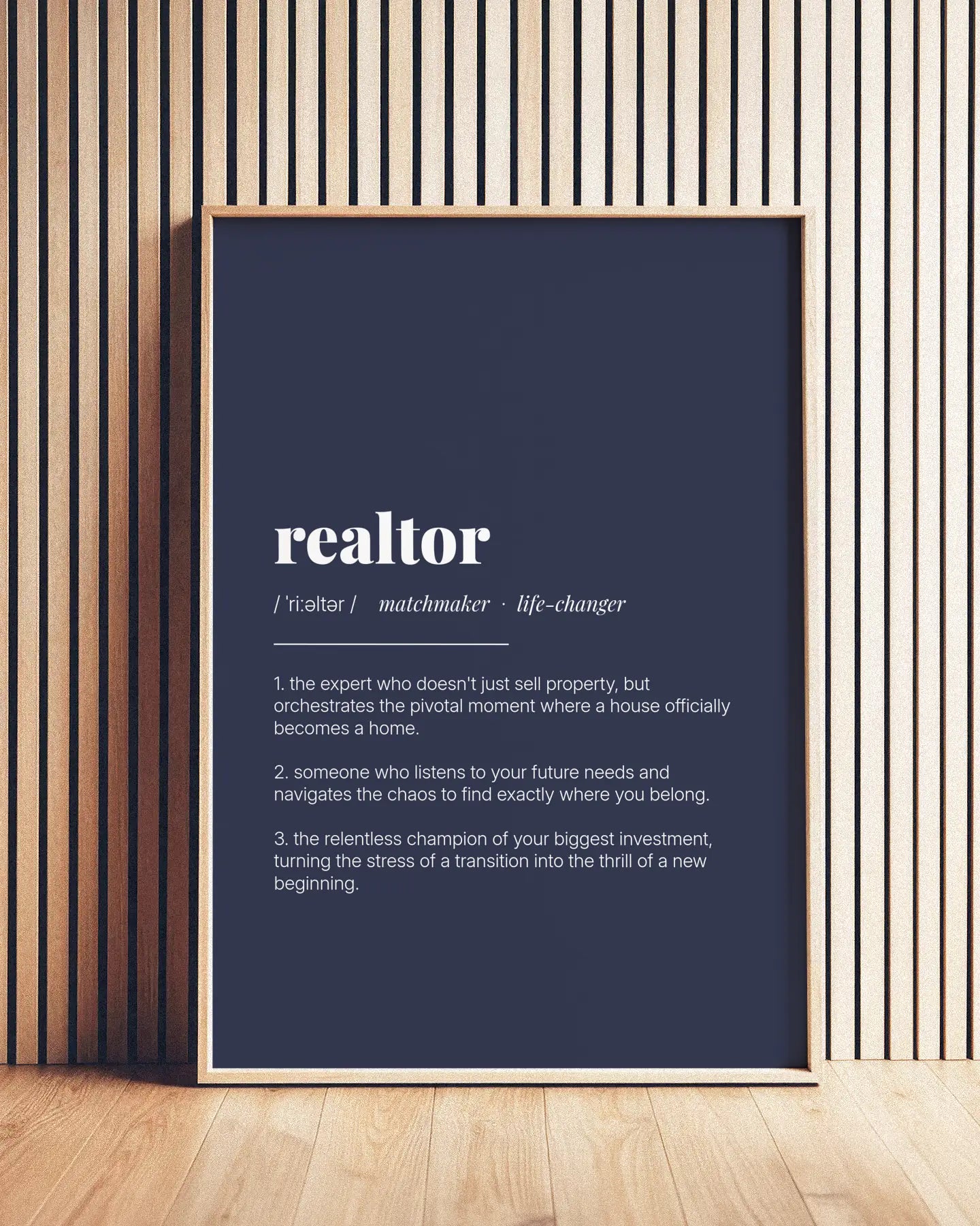 Definition Poster of Realtor on Deep Navy background