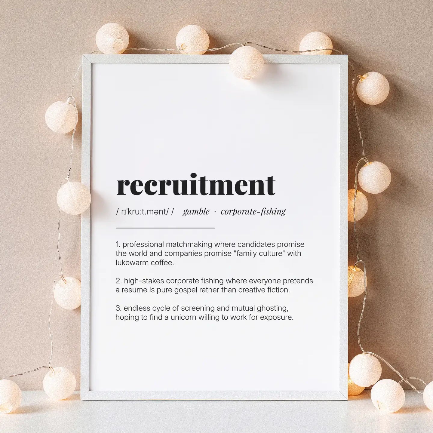 Definition Poster of Recruitment on Gallery White background