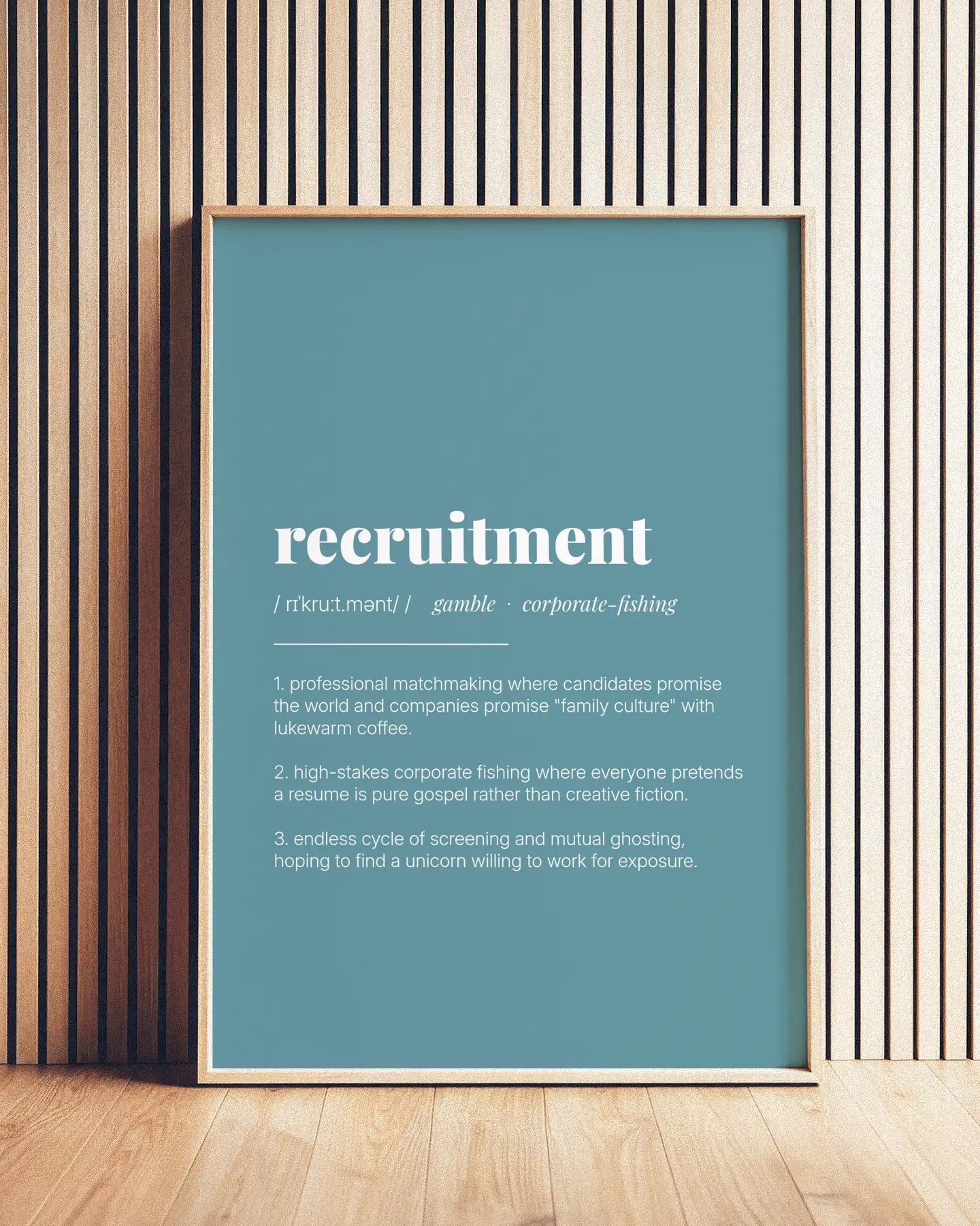 Definition Poster of Recruitment on Sea Glass background