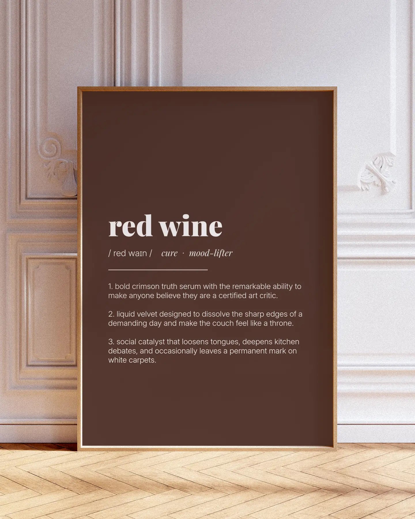 Definition Poster of Red Wine on Espresso background