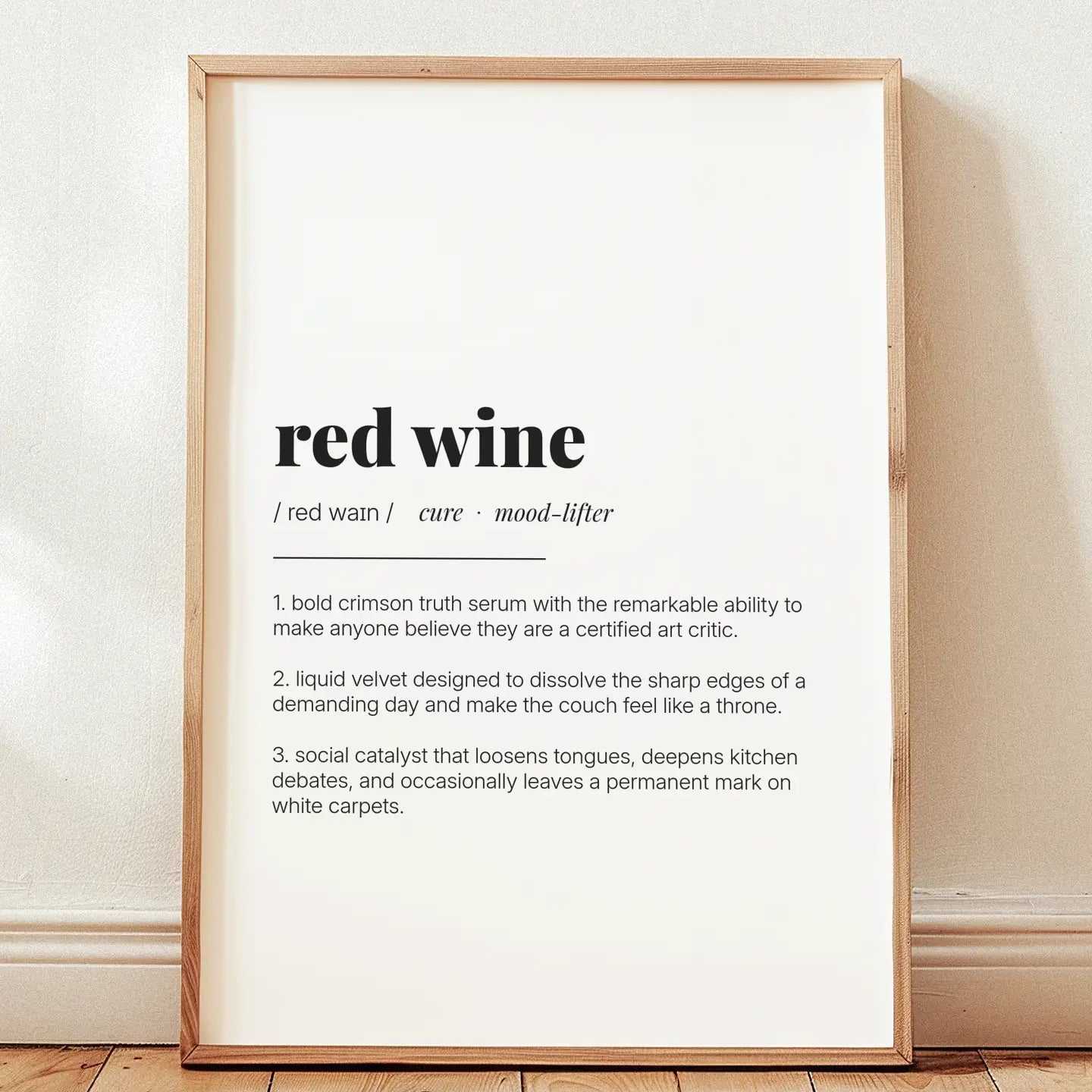 Definition Poster of Red Wine on Gallery White background