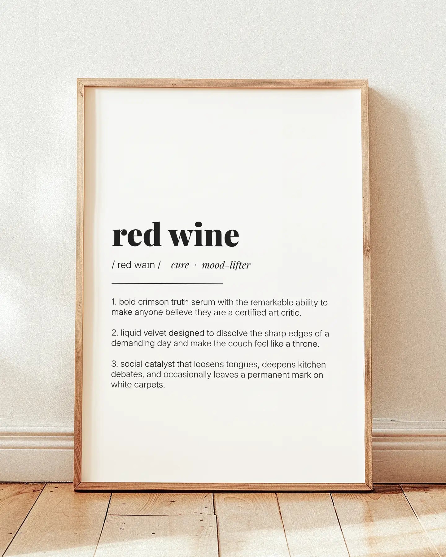 Definition Poster of Red Wine on Gallery White background