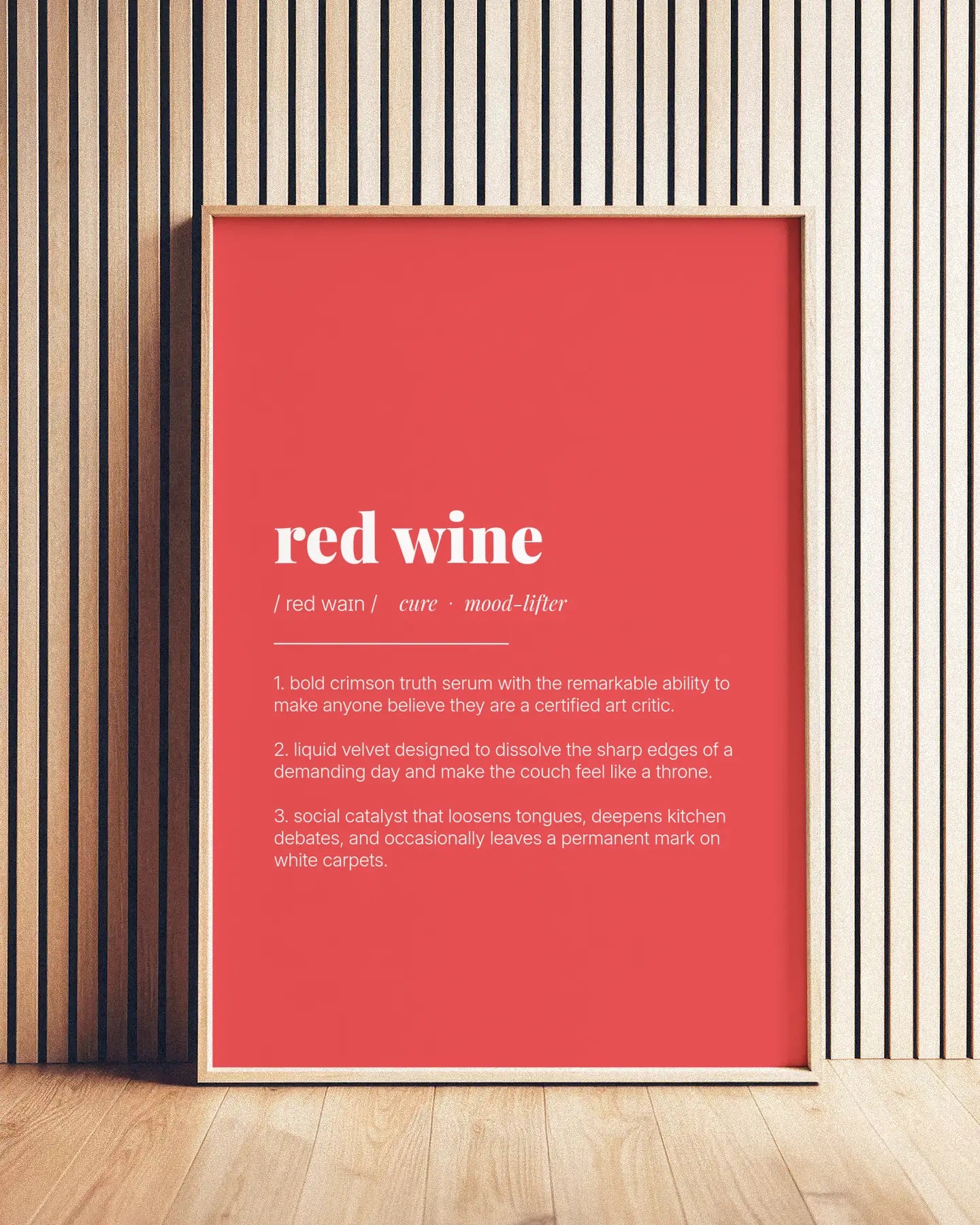 Definition Poster of Red Wine on Strawberry background