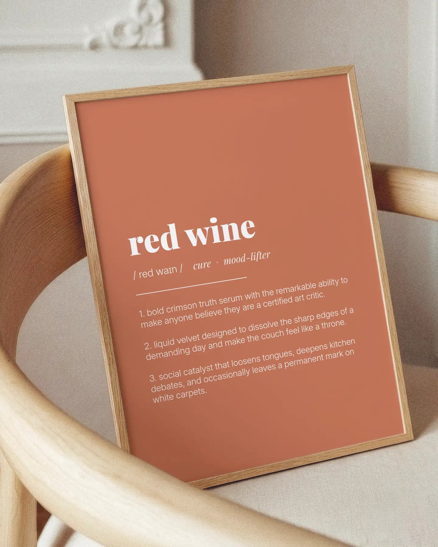 Definition Poster of Red Wine on Terracotta background
