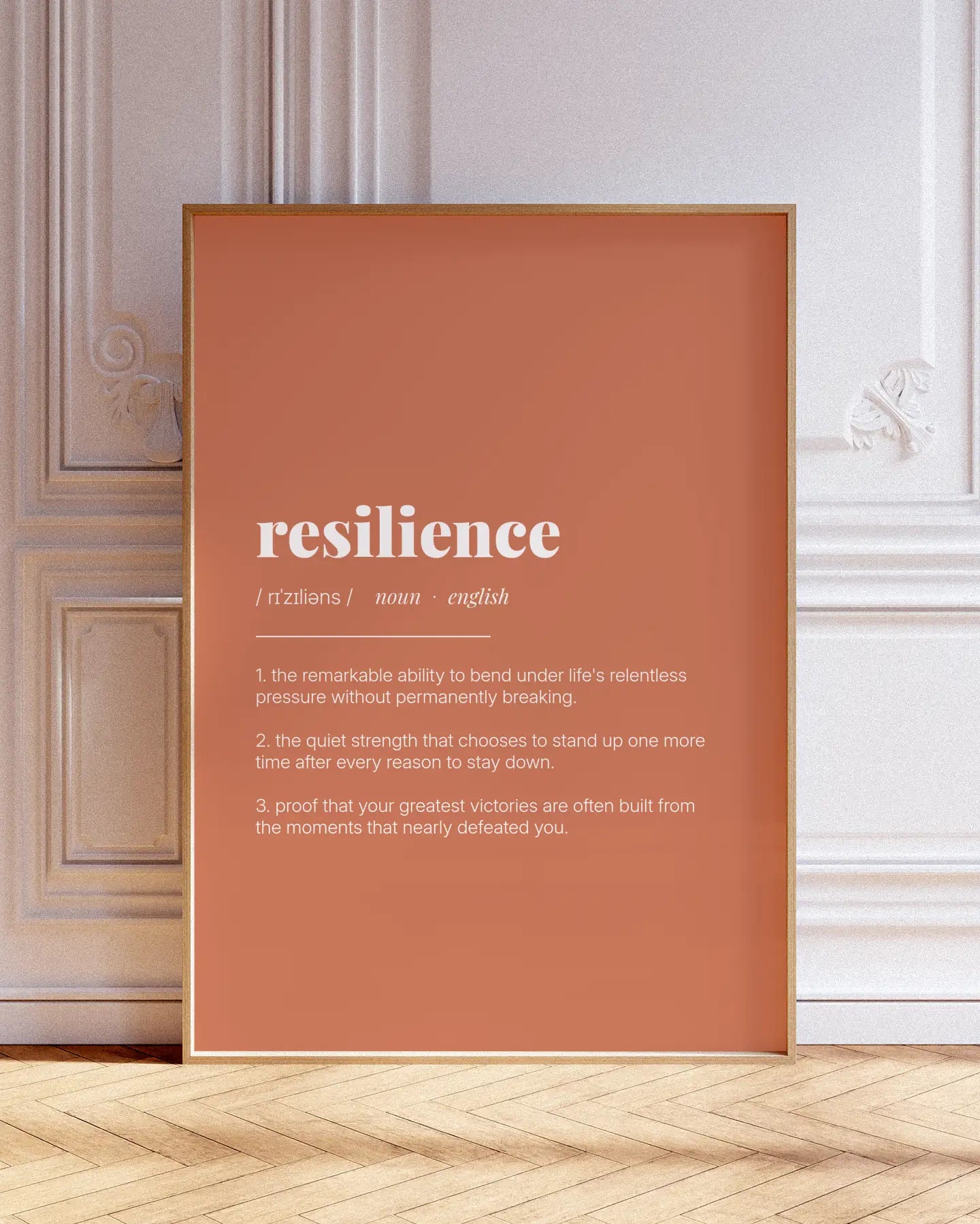 Definition Poster of Resilience on Terracotta background