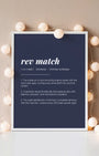 Definition Poster of Rev Match on Deep Navy background