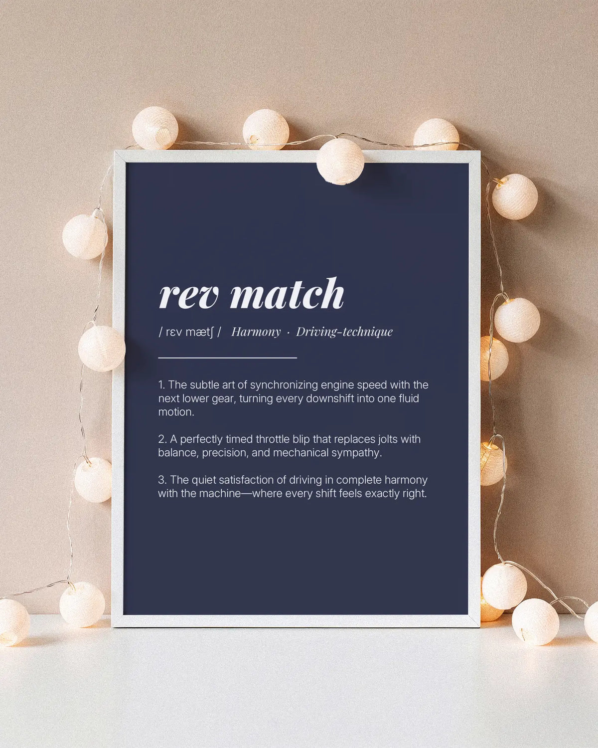 Definition Poster of Rev Match on Deep Navy background
