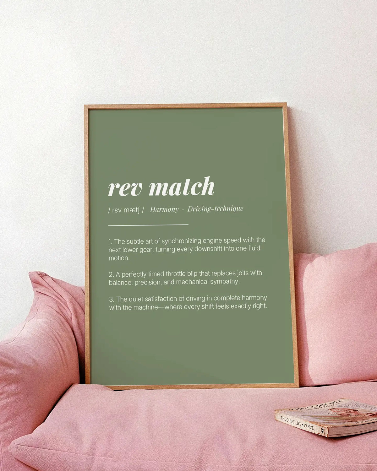 Definition Poster of Rev Match on Sage Green background