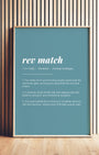 Definition Poster of Rev Match on Sea Glass background