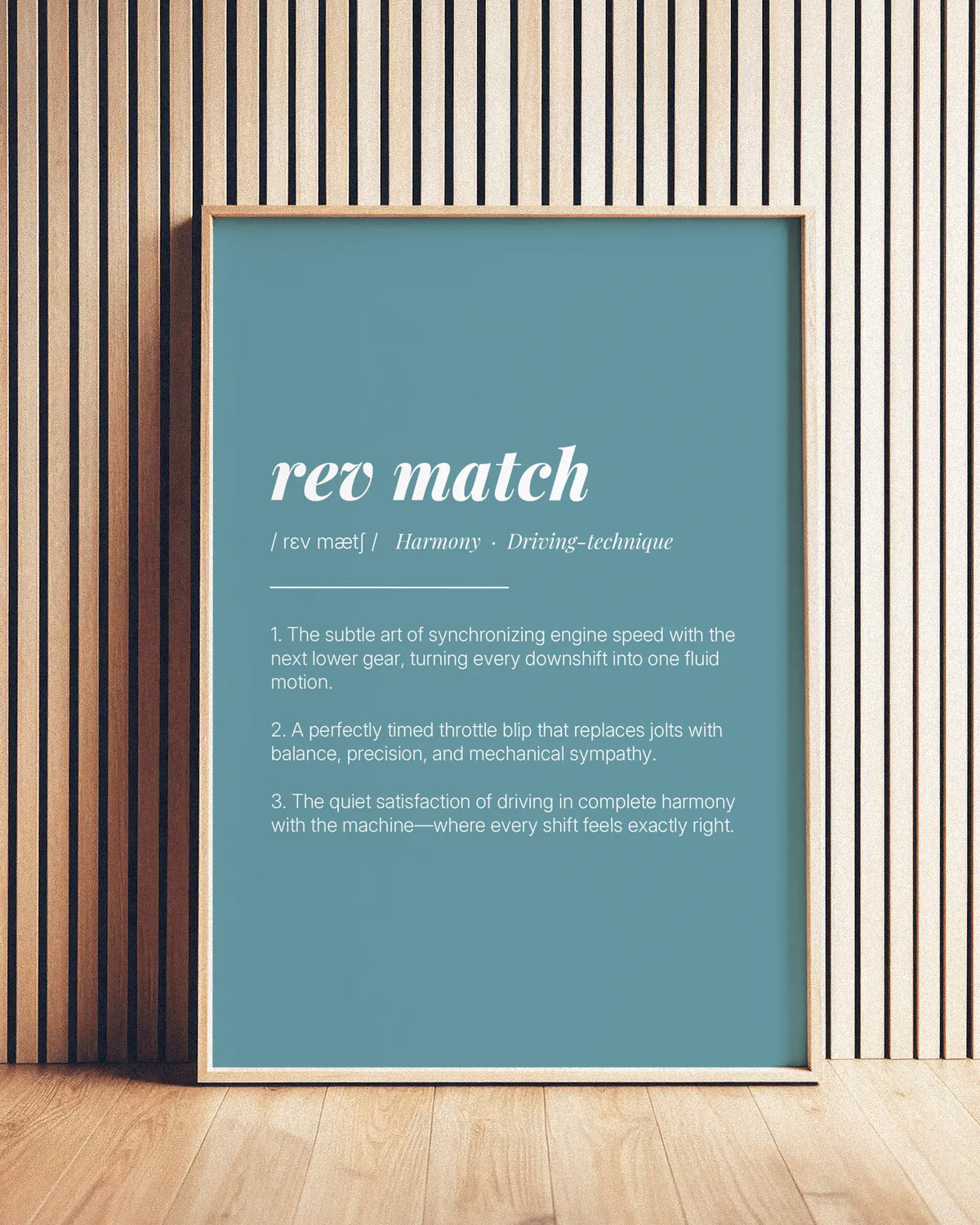 Definition Poster of Rev Match on Sea Glass background