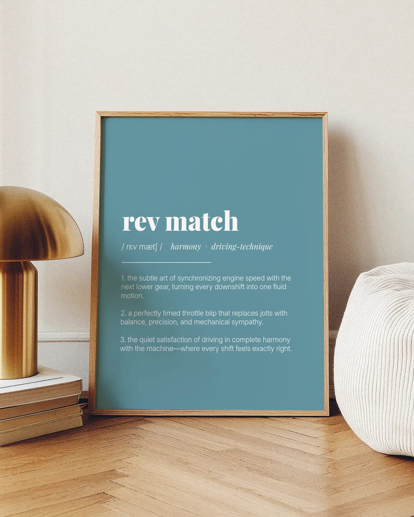 Definition Poster of Rev Match on Sea Glass background