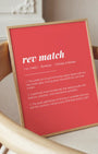 Definition Poster of Rev Match on Strawberry background