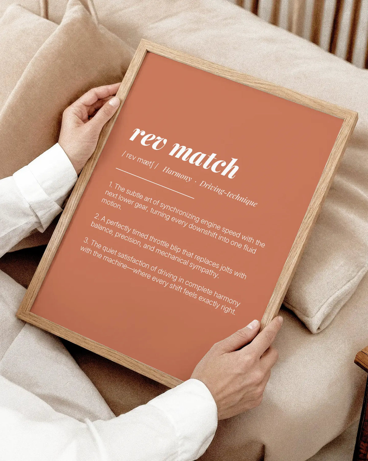 Definition Poster of Rev Match on Terracotta background