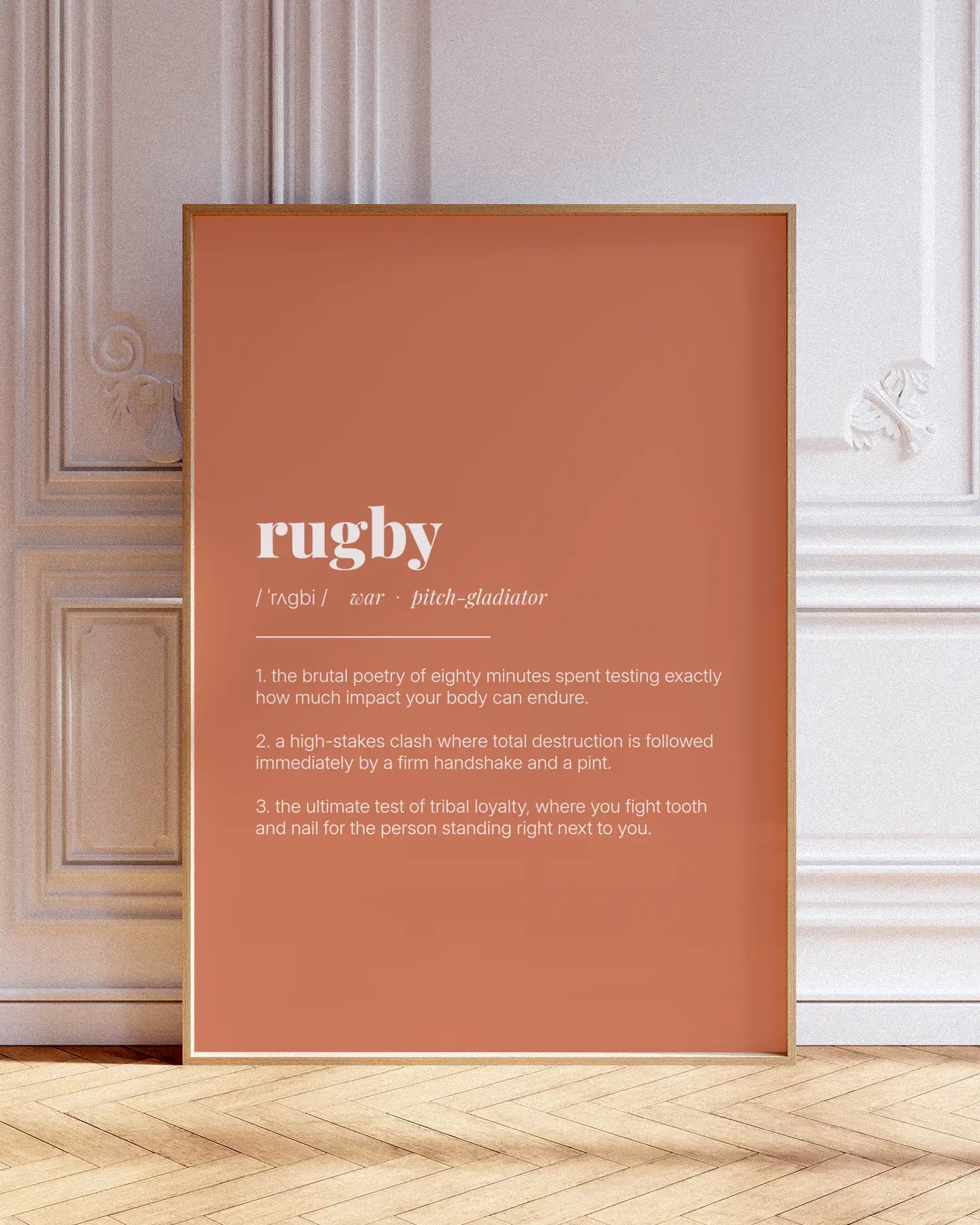 Definition Poster of Rugby on Terracotta background