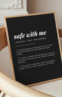 Definition Poster of Safe with Me on Midnight Ink background