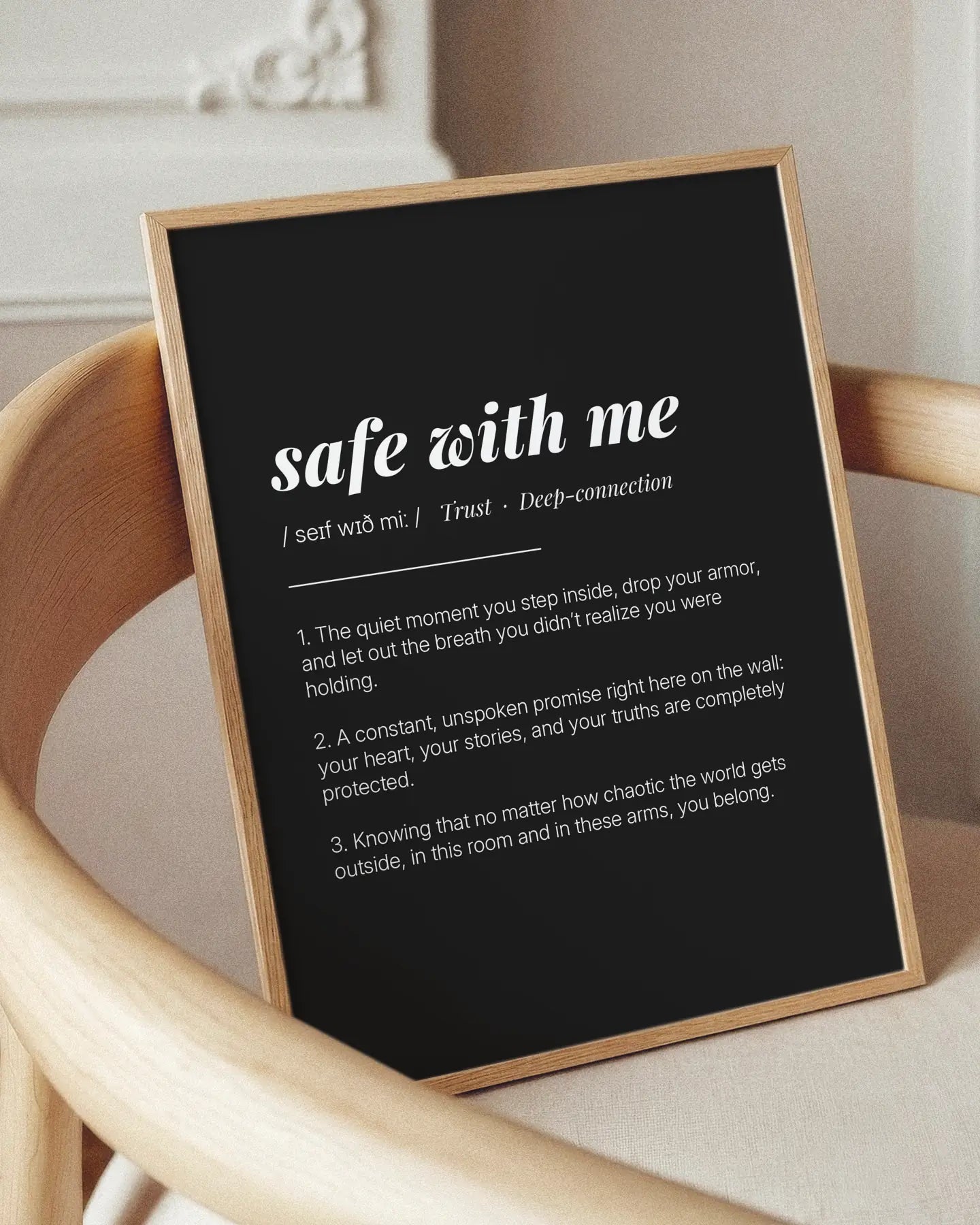 Definition Poster of Safe with Me on Midnight Ink background