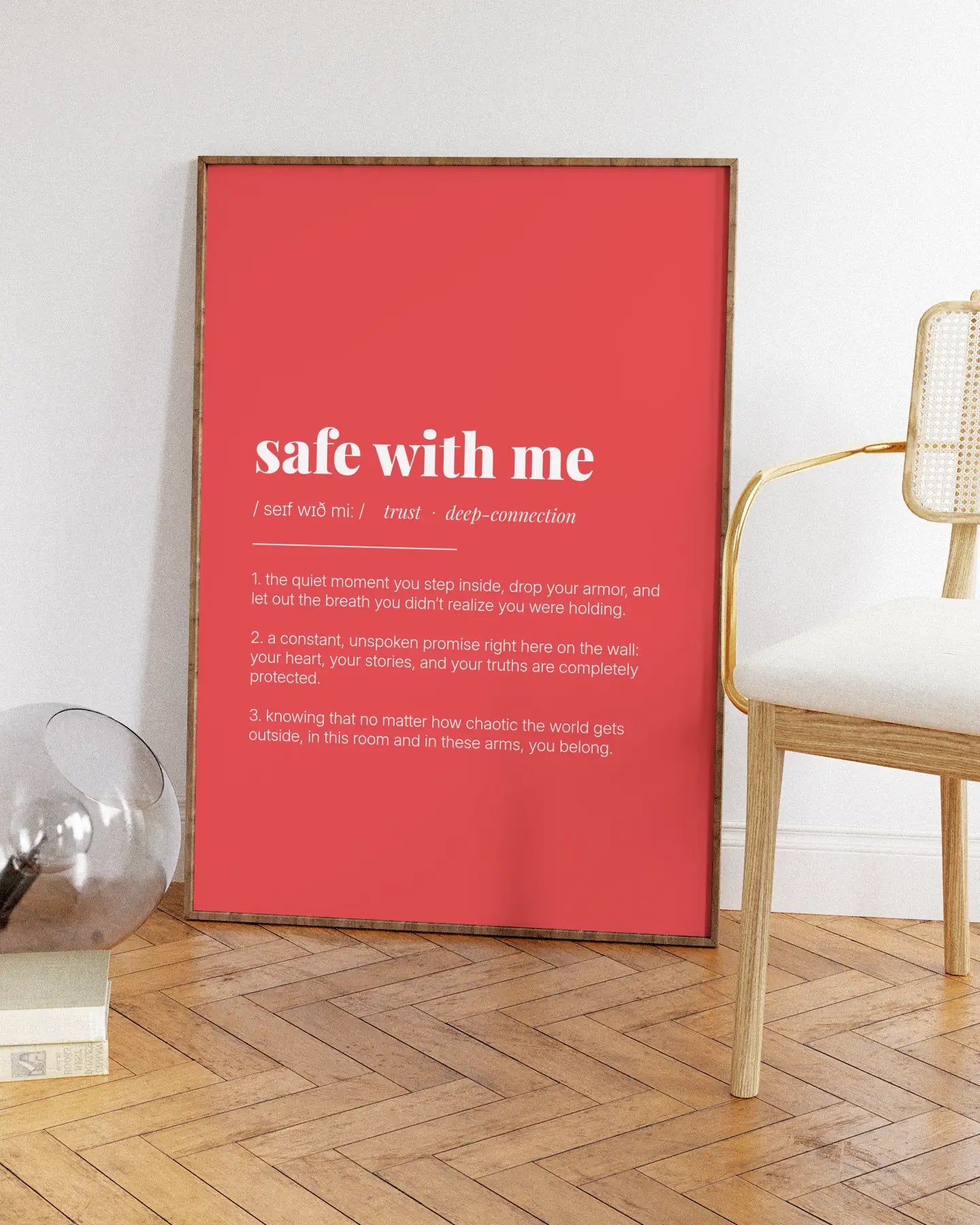 Definition Poster of Safe with Me on Strawberry background