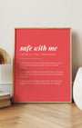 Definition Poster of Safe with Me on Strawberry background