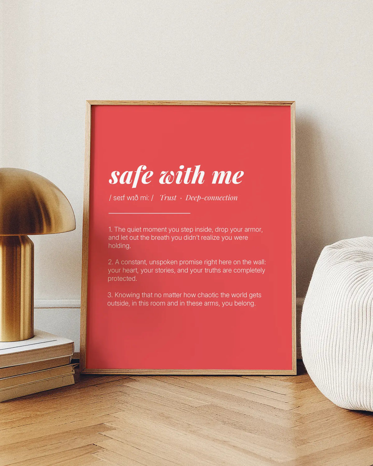 Definition Poster of Safe with Me on Strawberry background