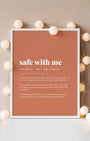 Definition Poster of Safe with Me on Terracotta background
