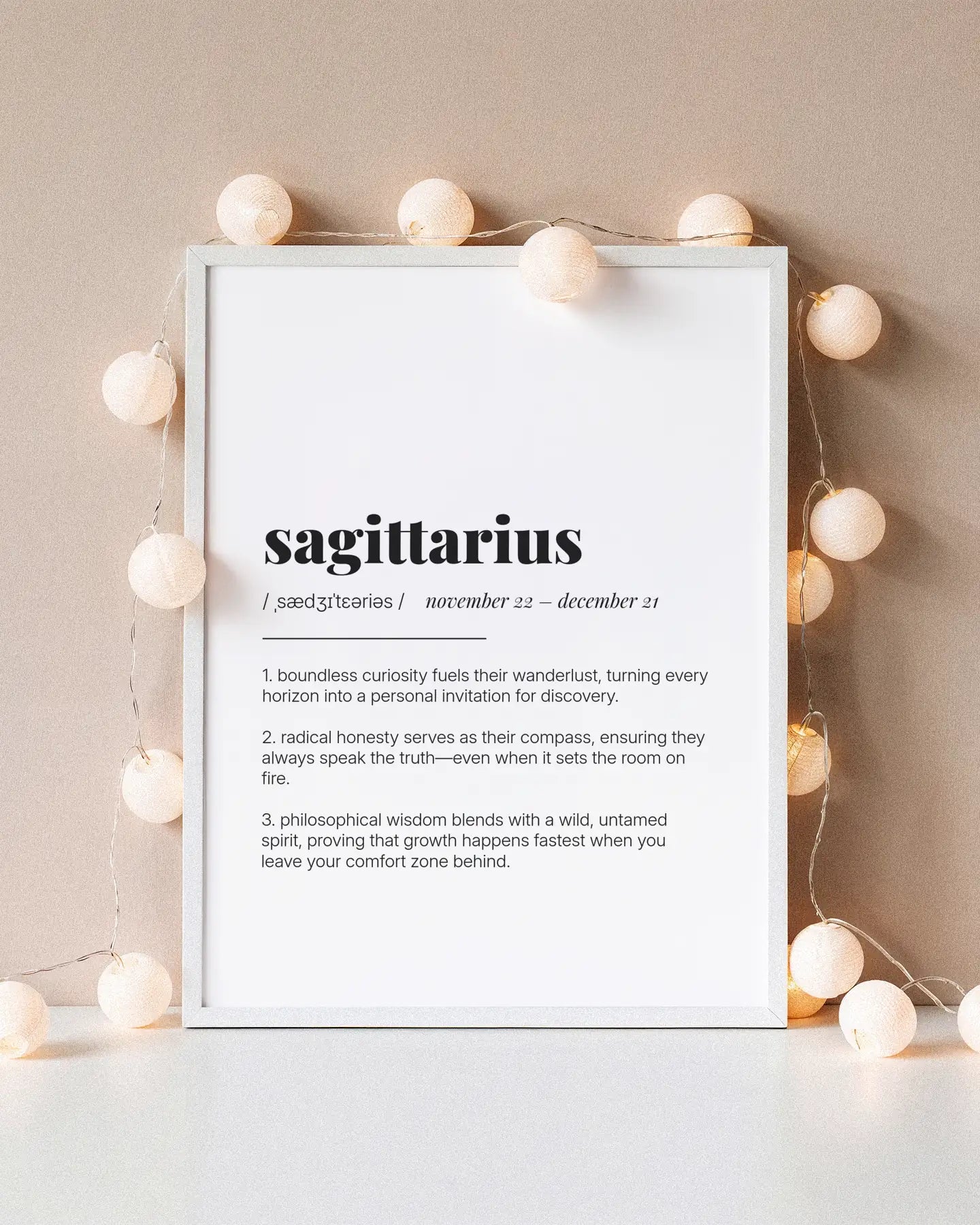 Definition Poster of Sagittarius on Gallery White background