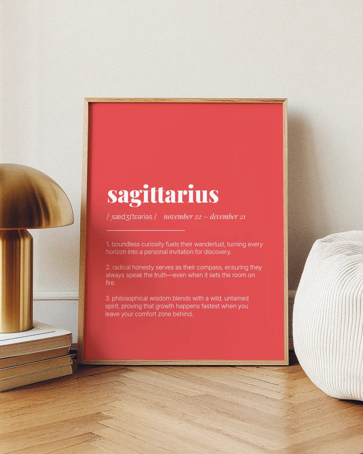 Definition Poster of Sagittarius on Strawberry background