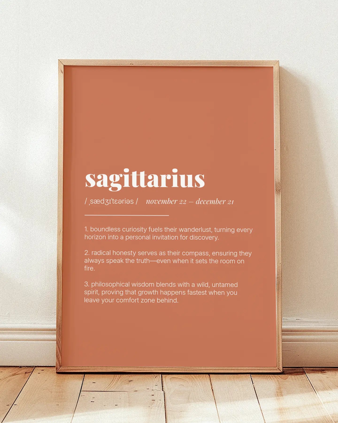 Definition Poster of Sagittarius on Terracotta background
